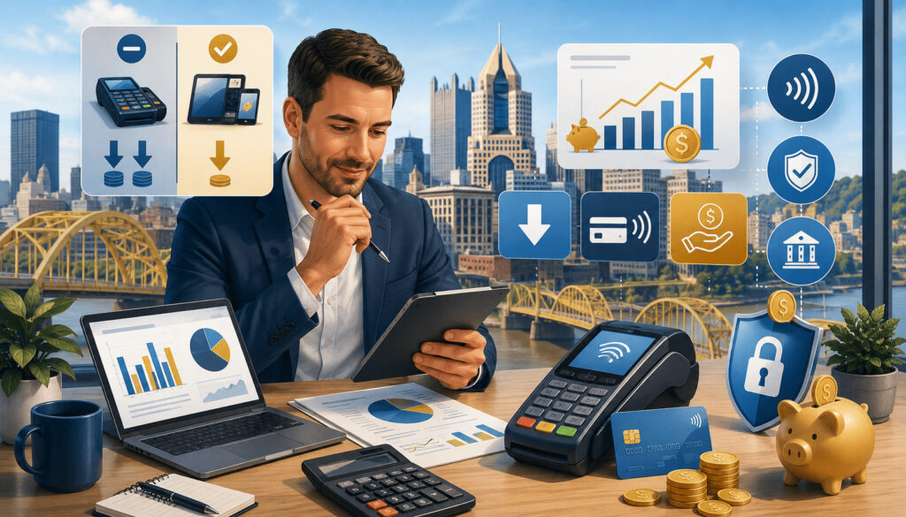 Pittsburgh business owner reviewing payment savings strategies