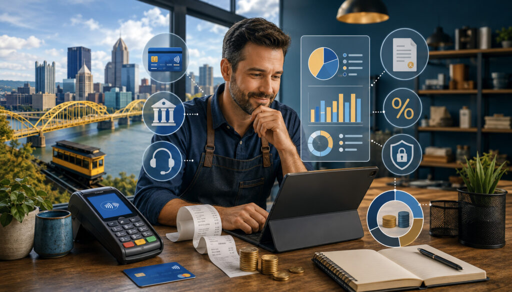 Pittsburgh business owner reviewing payment processing costs