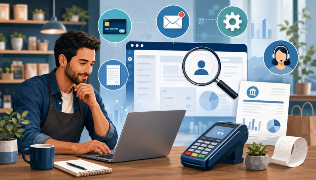 Small business owner finding merchant ID in payment dashboard